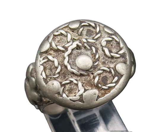 925 Silver  Vintage Antique Multi Dotted Rope Twist Circle Ring Sz 8  RG25831