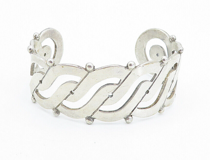 PRIETO 925 Sterling Silver Vintage Open Swirl Design Cuff Bracelet BT2777