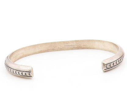 925 Sterling Silver Vintage Bracelet SOUTHWESTERN Dark Tone Etched Cuff BT11170