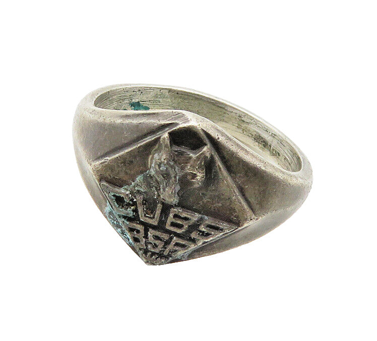 925 Silver  Vintage Antique Boy Scouts Of America Band Ring Sz 7  RG19733