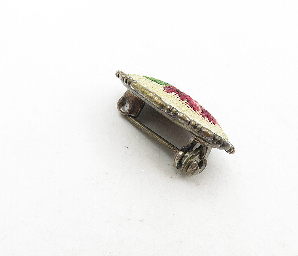 925 Sterling Silver  Vintage Woven Rose Flower Art Oval Brooch Pin  BP3315
