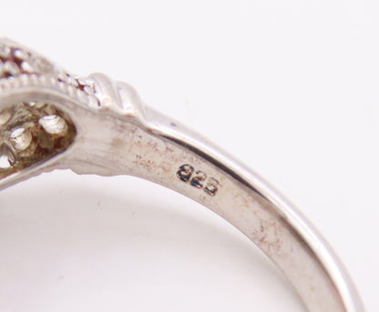 925 Sterling Silver Vintage Ring Round Smoky Quartz Carved Topaz  Sz 7  RG30185