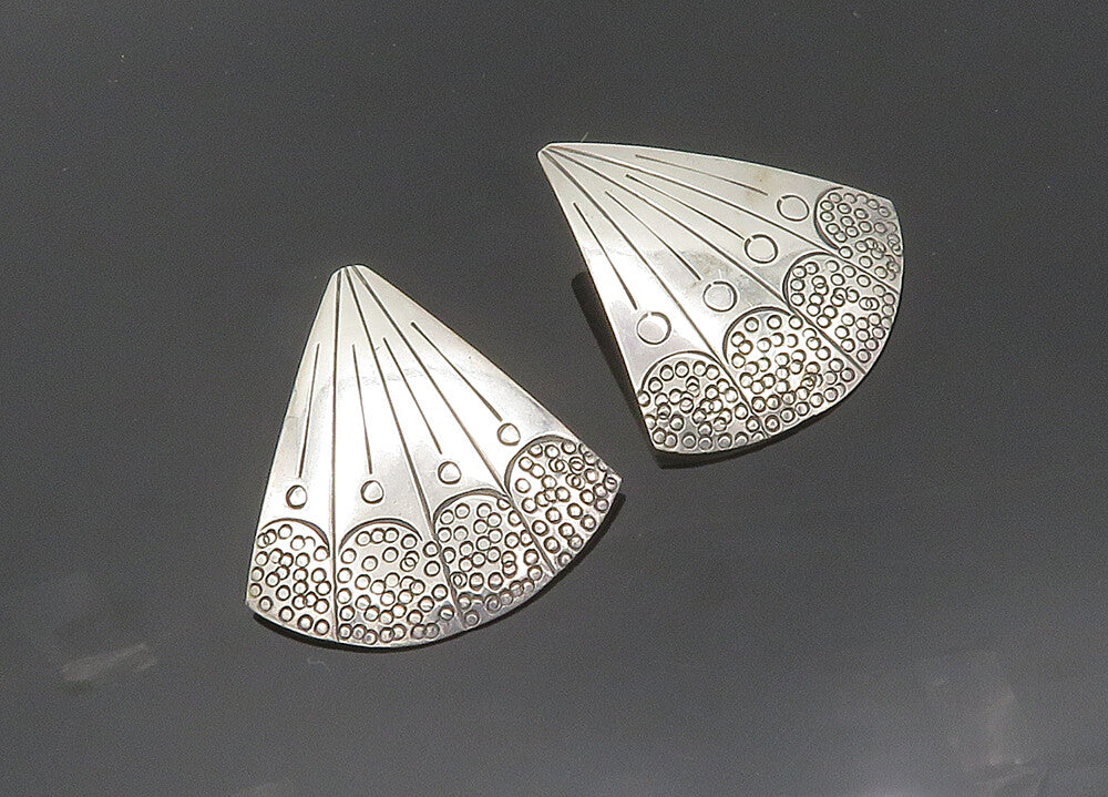 BENSON SAM ZUNI 925 Silver  Vintage Etched Detail Fan Drop Earrings  EG10028