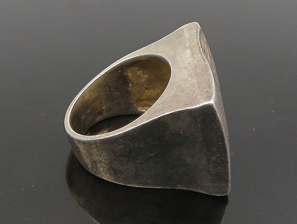 PIERRE 925 Sterling Silver Vintage Textured Square Dome Band Ring Sz 6.5 RG24018