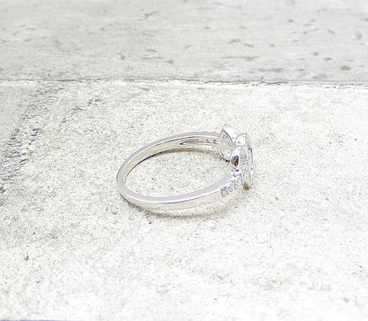 925 Sterling Silver  White Cubic Zirconia Love Heart Band Ring Sz 7  RG1579