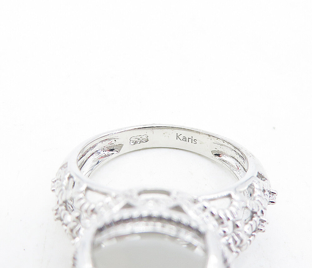 KARIS 925 Sterling Silver  Prong Set Milky Quartz Cocktail Ring Sz 6  RG7063