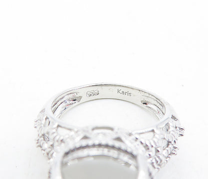 KARIS 925 Sterling Silver  Prong Set Milky Quartz Cocktail Ring Sz 6  RG7063