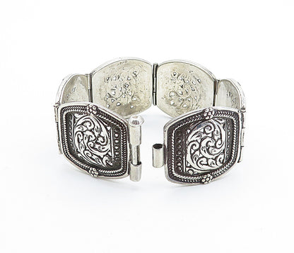 925 Sterling Silver  Vintage Antique Floral Swirl Wheat Chain Bracelet  BT2908