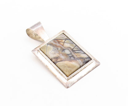 925 Sterling Silver Vintage Pendant DTR JAY KING Rectangular Marble  PT23641
