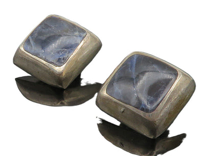 MEXICO 925 Sterling Silver  Vintage Sodalite Non Pierce Drop Earrings  EG7702