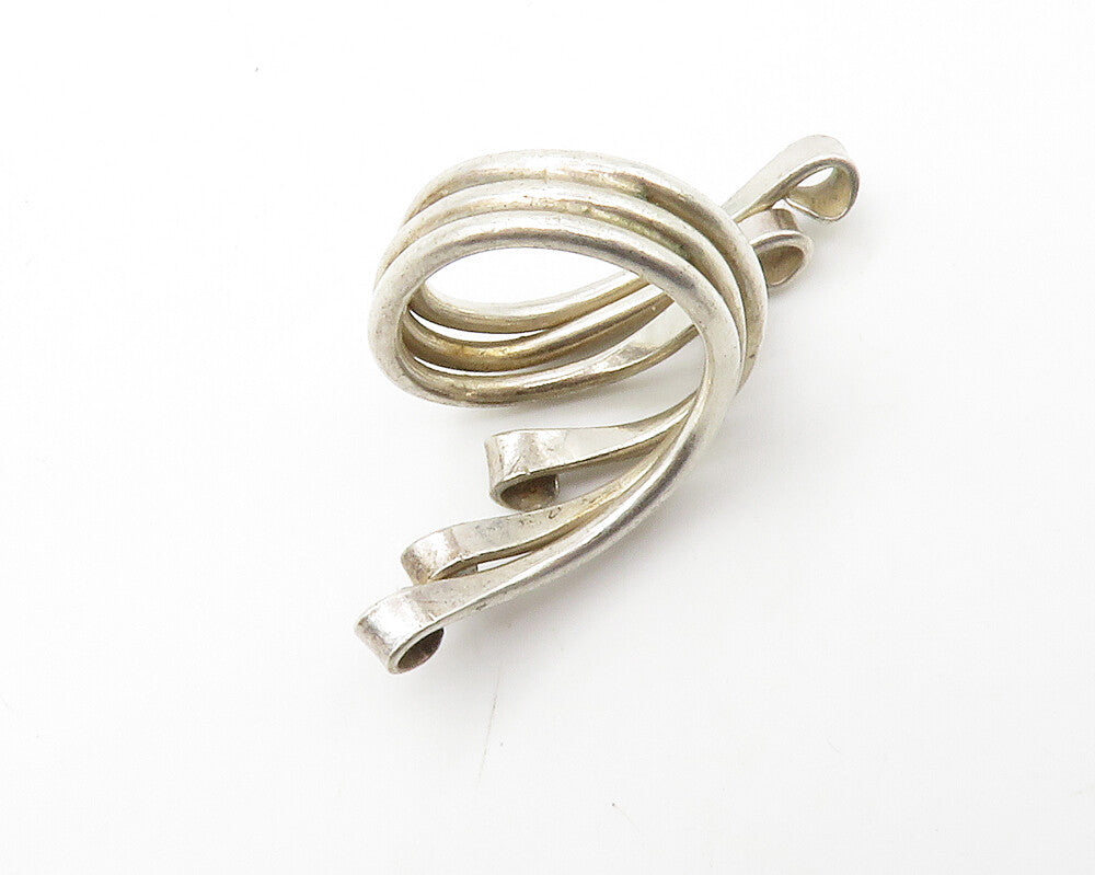 925 Sterling Silver  Vintage Shiny Swirled Ribbon Bypass Ring Sz 4  RG14412