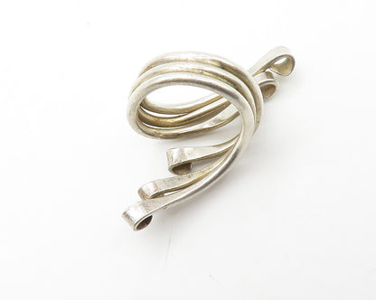 925 Sterling Silver  Vintage Shiny Swirled Ribbon Bypass Ring Sz 4  RG14412