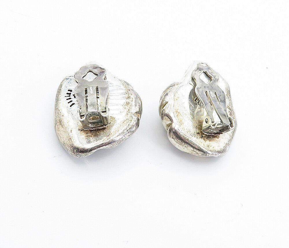 FREDERIC JEAN DUCLOS 925 Silver  Vintage Fluted Non Pierce Earrings  EG2601