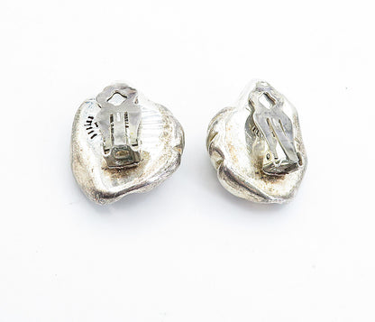 FREDERIC JEAN DUCLOS 925 Silver  Vintage Fluted Non Pierce Earrings  EG2601