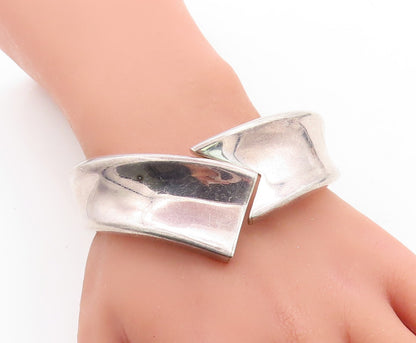 MEXICO 925 Sterling Silver  Vintage Bypass Style Hinge Bangle Bracelet  BT2512