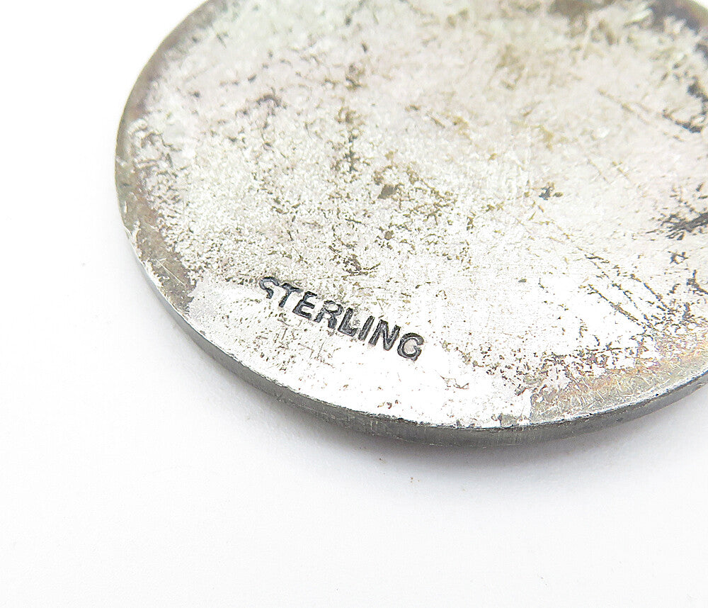 925 Sterling Silver  Vintage Antique Oxidized Essex Stamp Club Pendant  PT4820