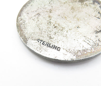 925 Sterling Silver  Vintage Antique Oxidized Essex Stamp Club Pendant  PT4820