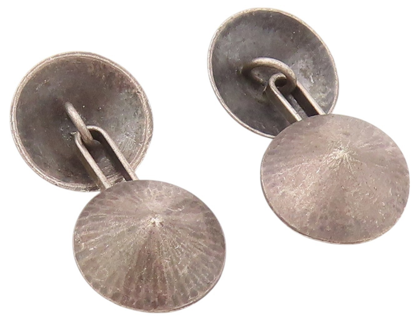 925 Sterling Silver Vintage Cuff Links NORWAY Dark Tone Cone Shape Domes  TR3946