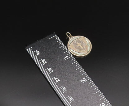 HAYWARD 925 Silver  Vintage Religious Cross Round Medal Pendant  PT21520