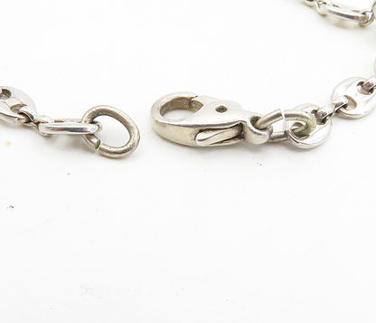 ISRAEL 925 Silver  Vintage Shiny Hollow Fluted V Shape Chain Necklace  NE1751