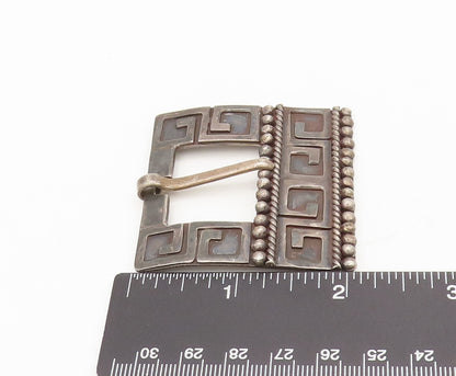 TAXCO 925 Silver  Vintage Antique Beaded Carved Greek Maze Belt Buckle  TR3665