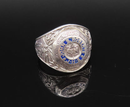 REED & CO. 925 Silver  Vintage Antique Enamel Class Signet Ring Sz 6.5 RG26059