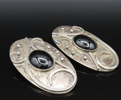 CELIA SEBIRI 925 Silver  Vintage Beaded Onyx Non Pierced Earrings  EG11900