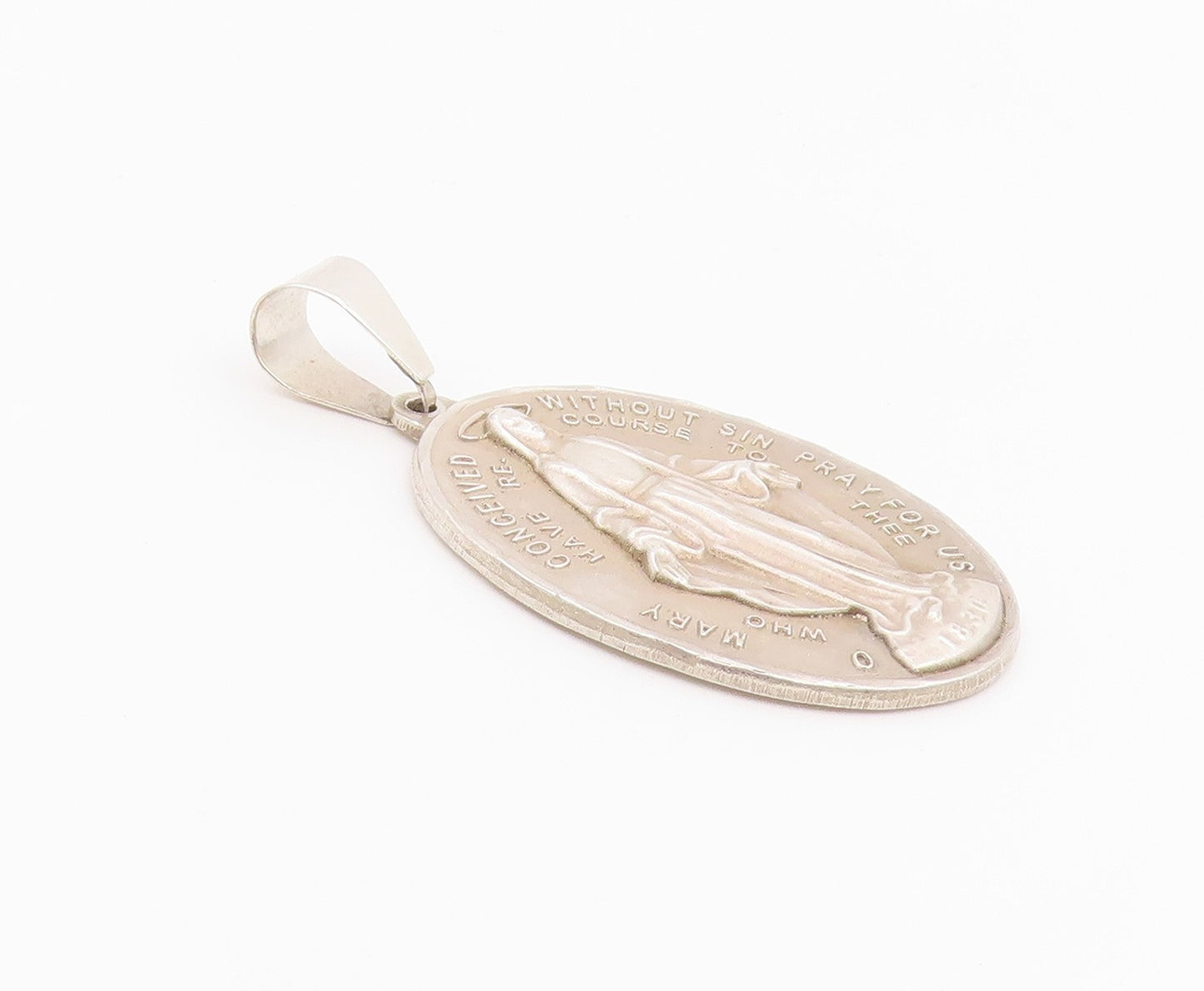 925 Sterling Silver Vintage Pendant BLISS St. Mary Miraculous Medal  PT26387