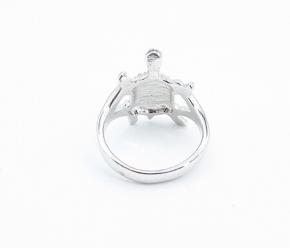 925 Sterling Silver  Fire Opal Turtle Motif Shiny Band Ring Sz 7.5  RG8226