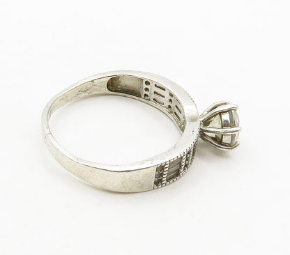 925 Sterling Silver  Cubic Zirconia Solitaire With Accents Ring Sz 10  RG15896