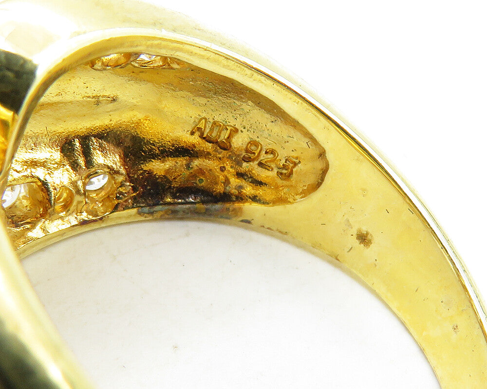 925 Sterling Silver  Cubic Zirconia Shiny Gold Plated Band Ring Sz 10  RG9807