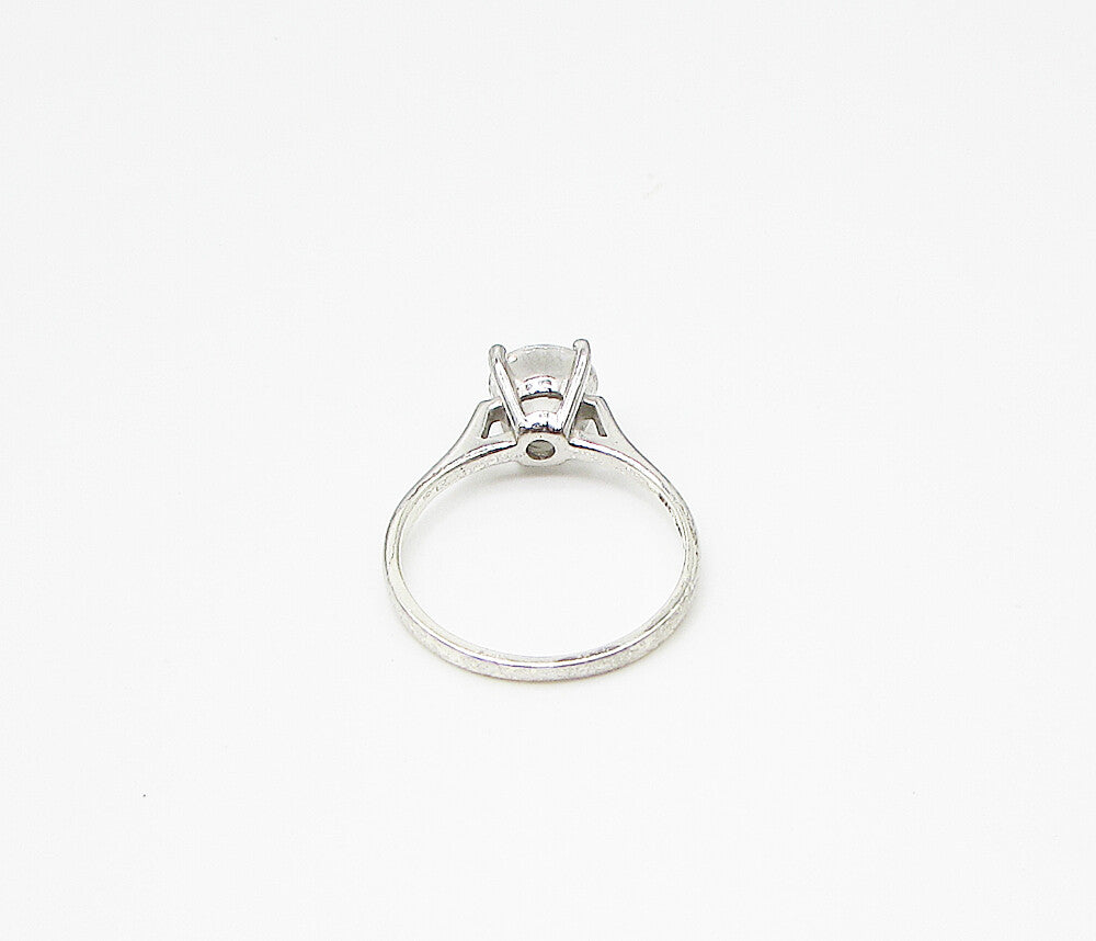 925 Sterling Silver  White Cubic Zirconia Engagement Ring Sz 9  RG2962