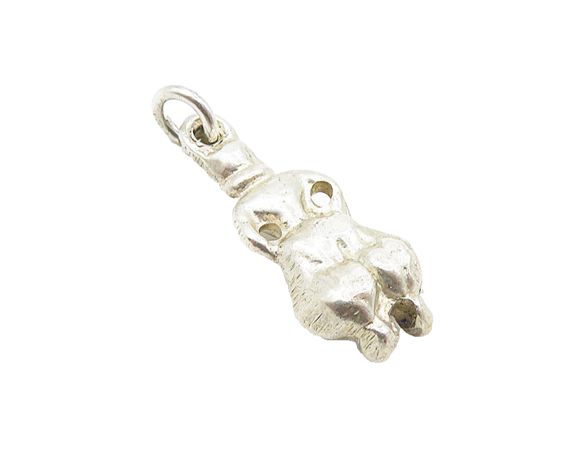 925 Sterling Silver  Vintage Petite Shiny Hollow Figure Drop Pendant  PT6857
