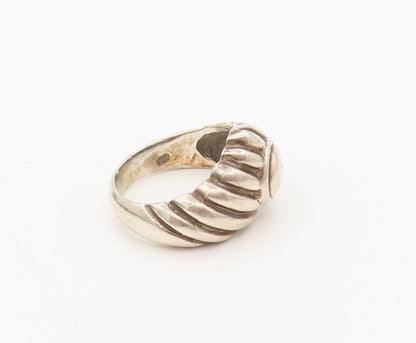 925 Silver  Vintage Solid Carved  Rope Textured With Seed Ring Sz 6.5  RG27338