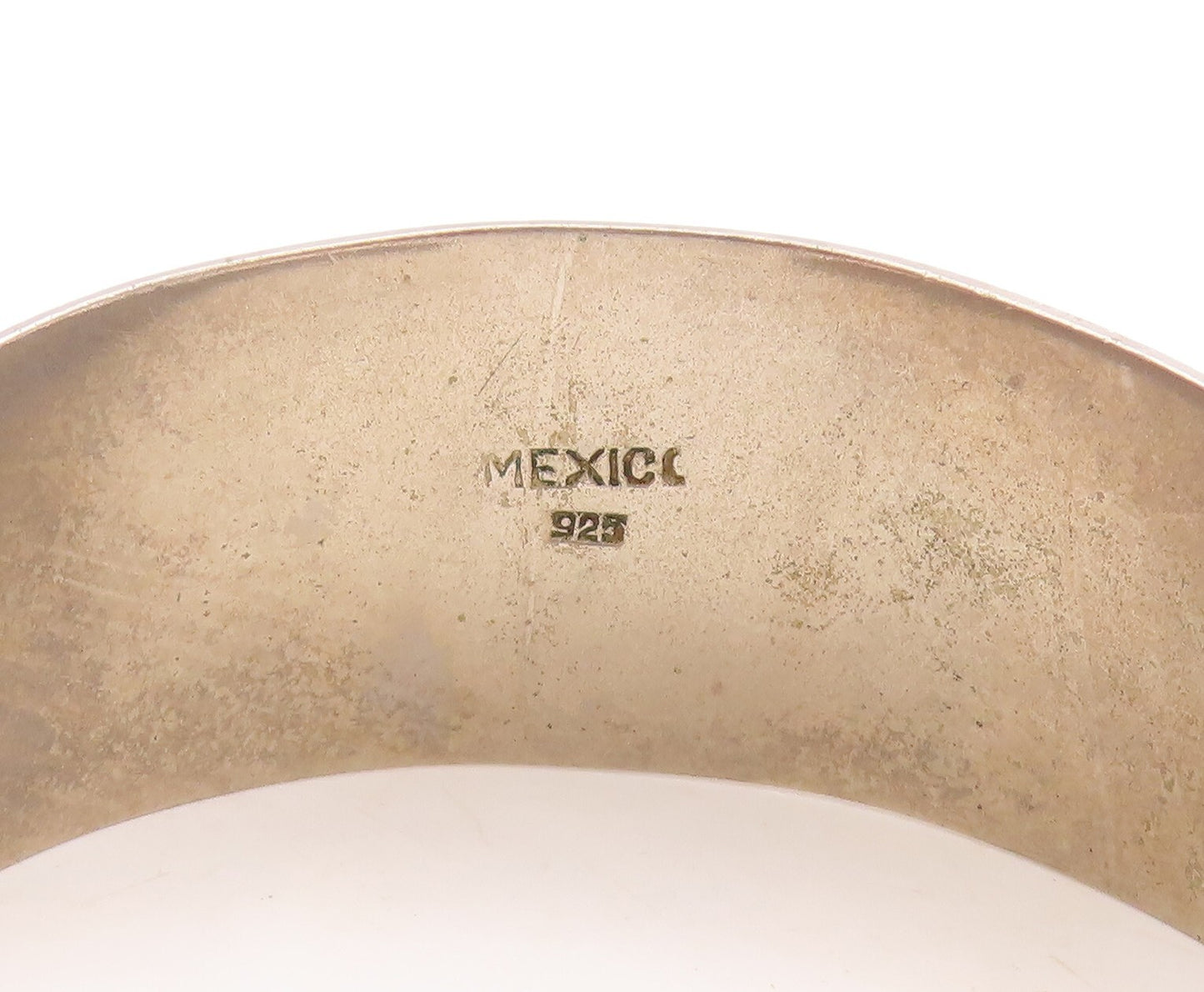 925 Sterling Silver Vintage Bracelet MEXICO Oval Turquoise Inlay Cuff  BT10932