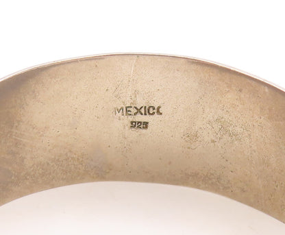 925 Sterling Silver Vintage Bracelet MEXICO Oval Turquoise Inlay Cuff  BT10932