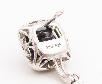 925 Sterling Silver Vintage Earrings Square Cut Onyx Halo CZ Farme  EG13107