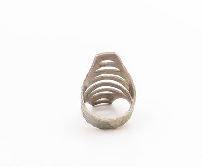 925 Sterling Silver Vintage Ring Honeycomb Textured Cutout Band  Sz 6  RG34405