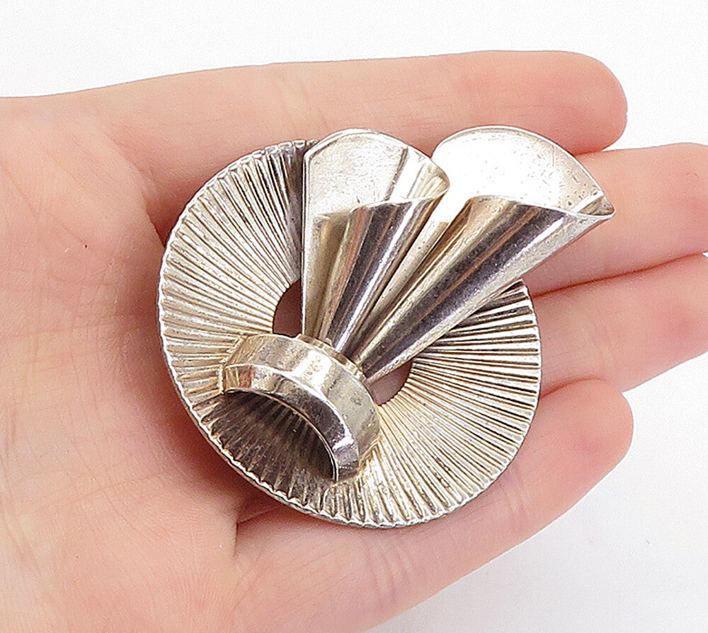 BROOKRAFT 925 Sterling Silver  Vintage Modernist Design Brooch Pin  BP2419