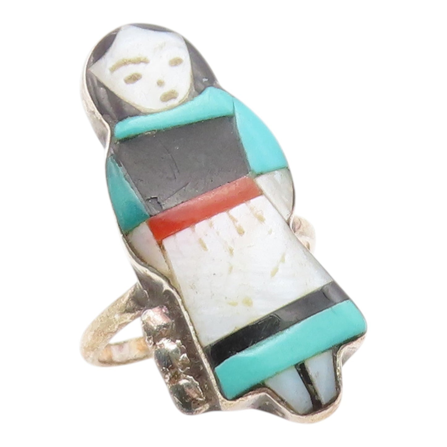 925 Sterling Silver Vintage Ring ZUNI THERESA WASETA Gemstone  Sz 6.5  RG36038