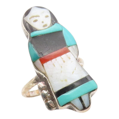 925 Sterling Silver Vintage Ring ZUNI THERESA WASETA Gemstone  Sz 6.5  RG36038