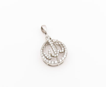 925 Sterling Silver  Vintage Sparkling Cubic Zirconia Round Pendant  PT18840