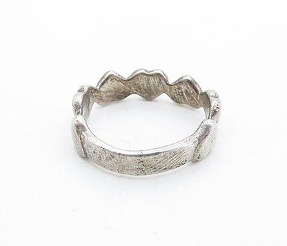 925 Sterling Silver  Vintage Up & Down Love Hearts Band Ring Sz 6.5  RG6103