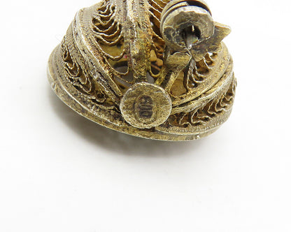 925 Sterling Silver  Vintage Antique Filigree Banjo Motif Brooch Pin  BP7079