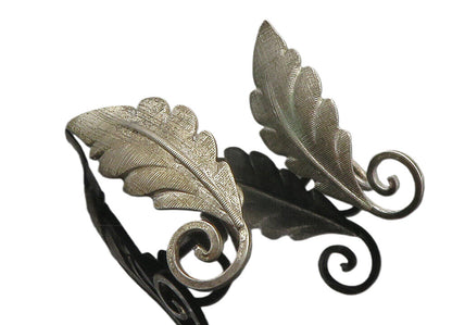 VAN DELL 925 Silver  Vintage Swirl Floral Leaf Non Pierce Earrings  EG6058