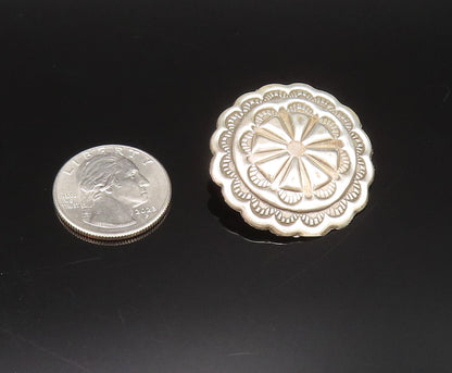 SOUTHWESTERN 925 Sterling Silver Vintage Carved Concho Floral Earrings EG12299