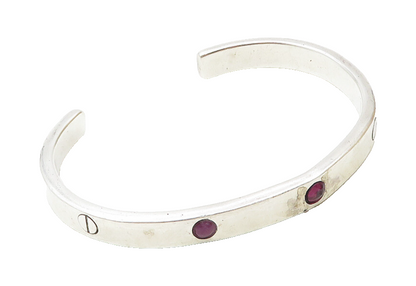 ATI MEXICO 925 Silver  Vintage Amethyst Screw Detail Cuff Bracelet  BT4471
