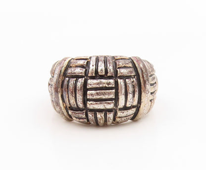 925 Sterling Silver Vintage Ring ESPO SIG Wide Woven Dome Band  Sz 7  RG36013