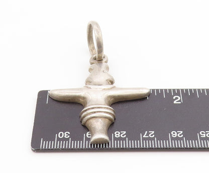 925 Sterling Silver Vintage Pendant Modernist Solid Inukshuk Charm  PT25667