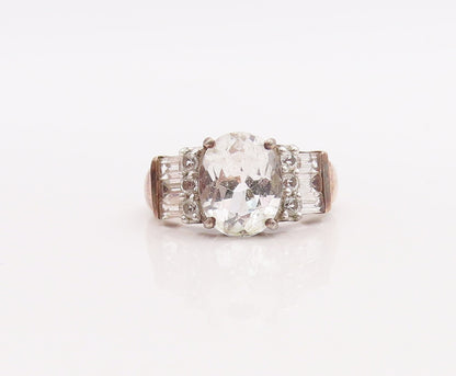 925 Sterling Silver Vintage Ring Multi Shape Cut Topaz  Sz 6  RG28866